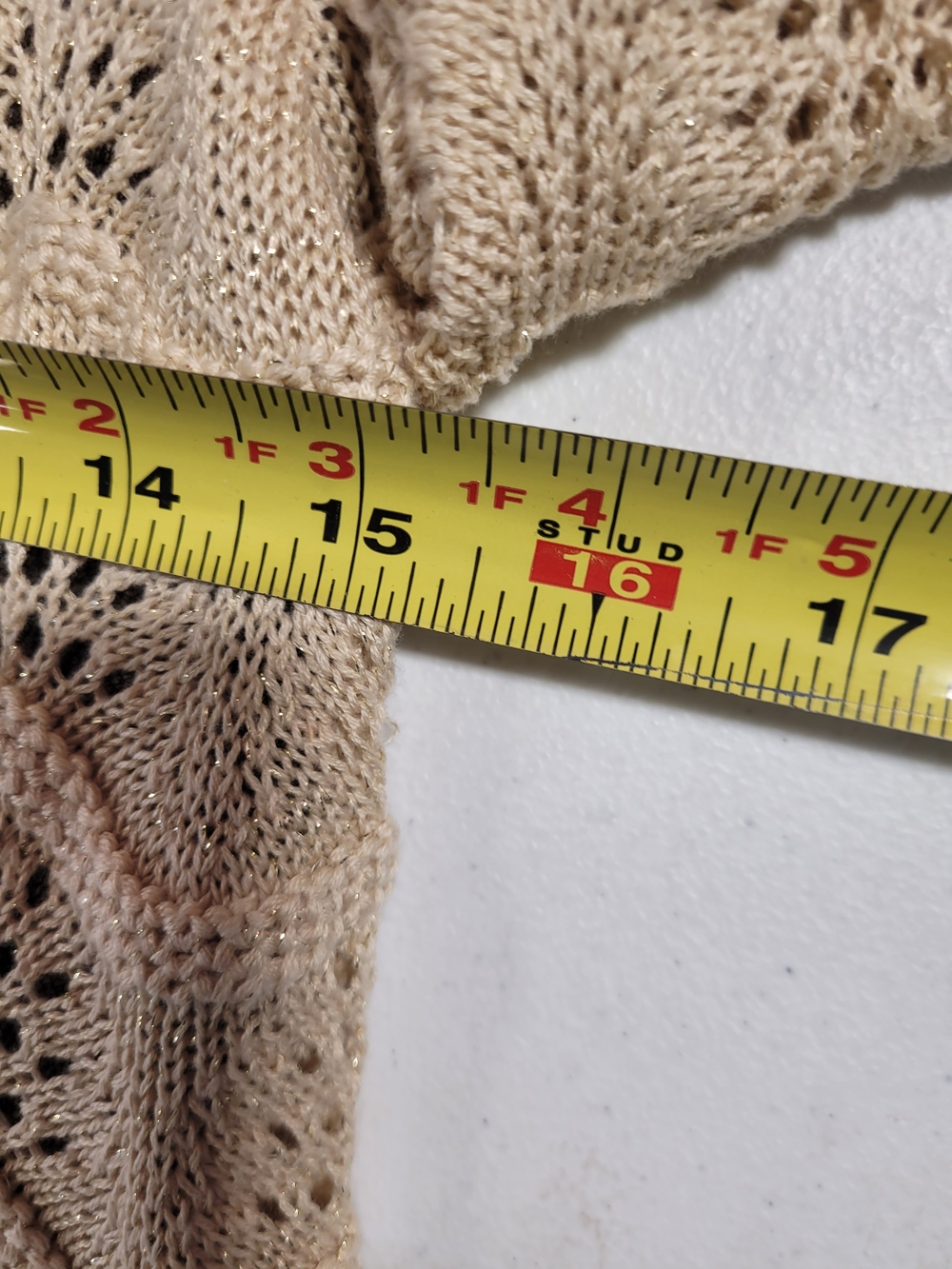 Beige Crochet Knit Tunic with Black Sheer Hem - Picture 2 of 3